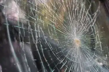 Glass broken cracks splinters in providence