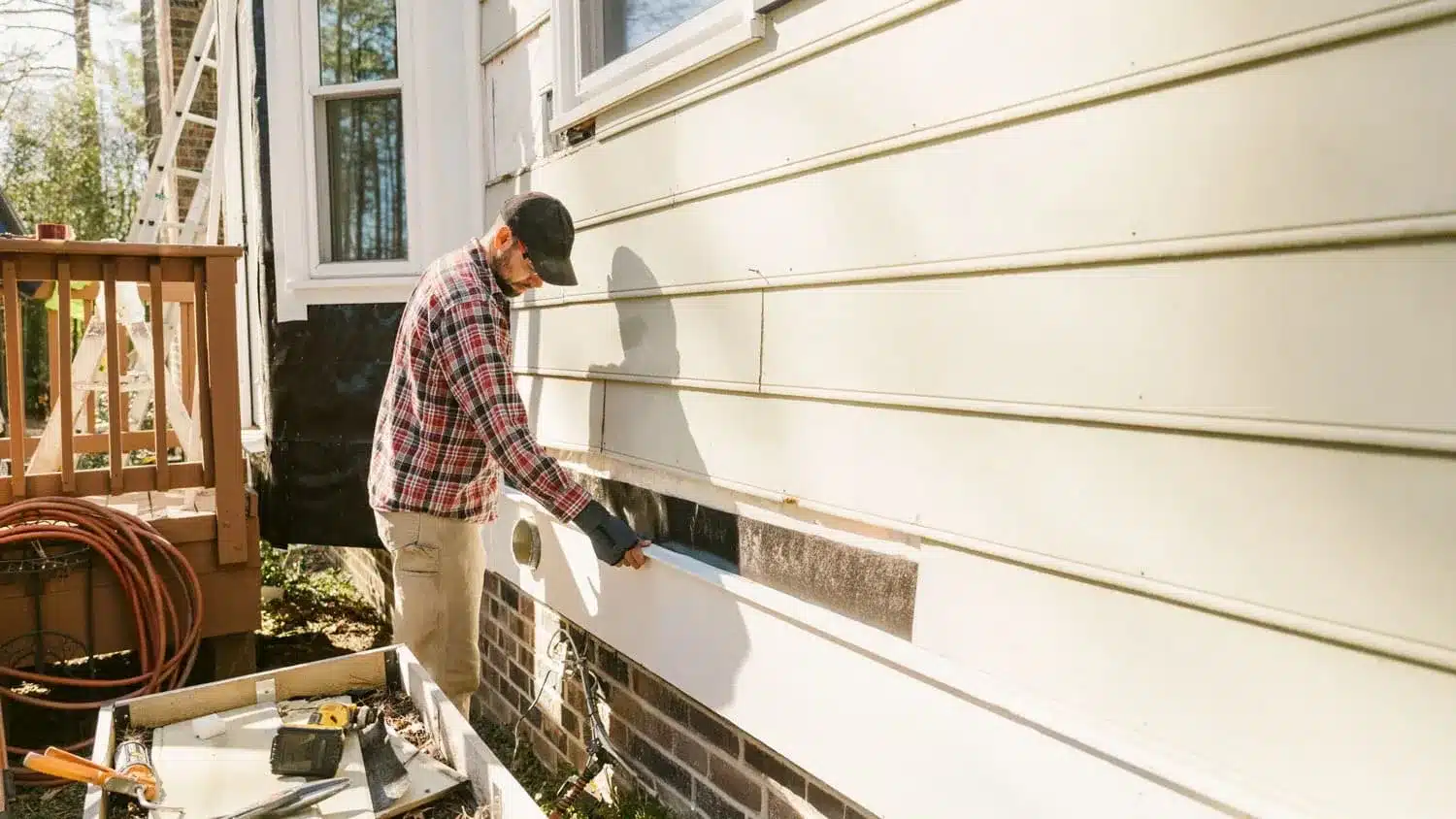 a roofing expert installing siding on a house_2_11zon