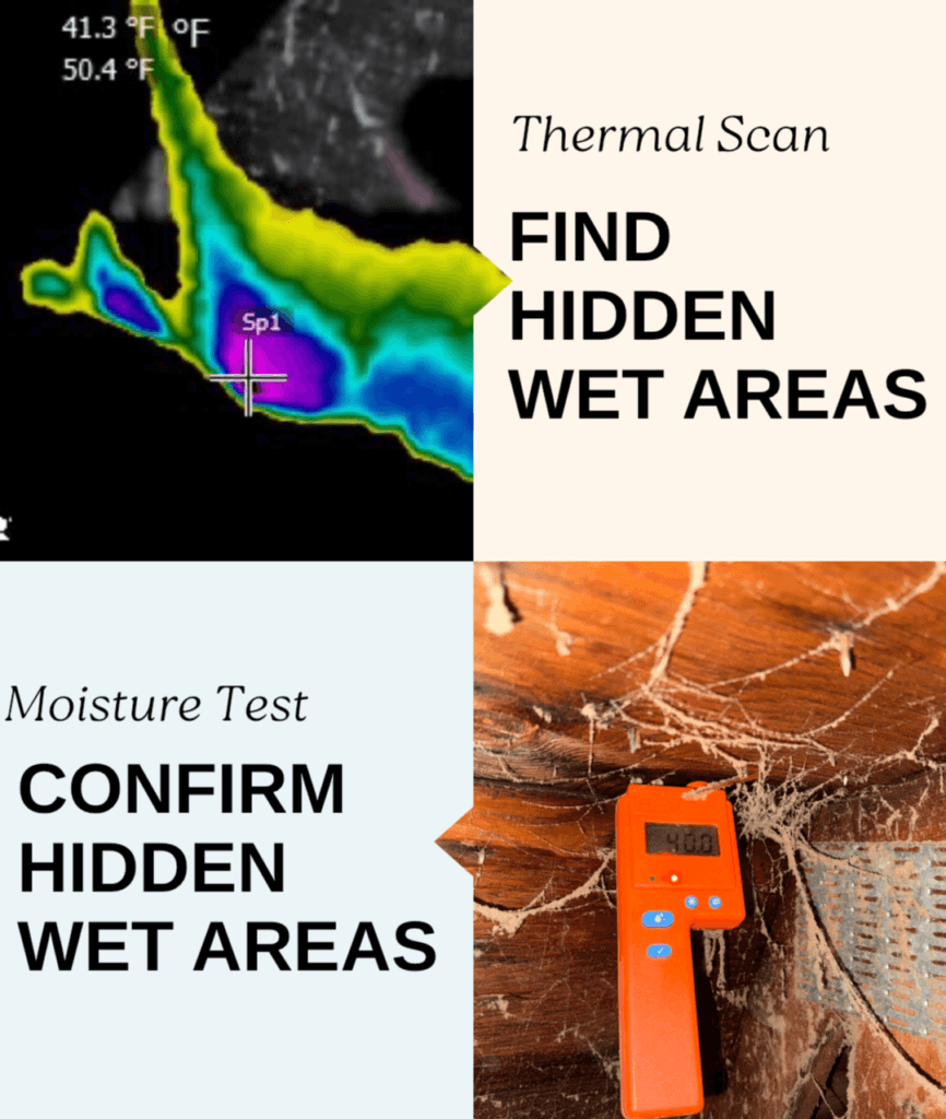 infrared thermal scan detecting hidden moisture intrusion building envelope inspection