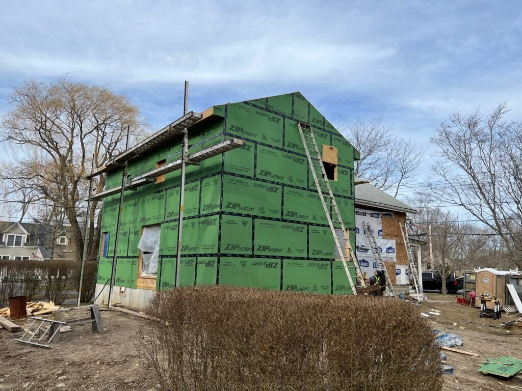 New water-resistive barrier installed before the siding goes on.