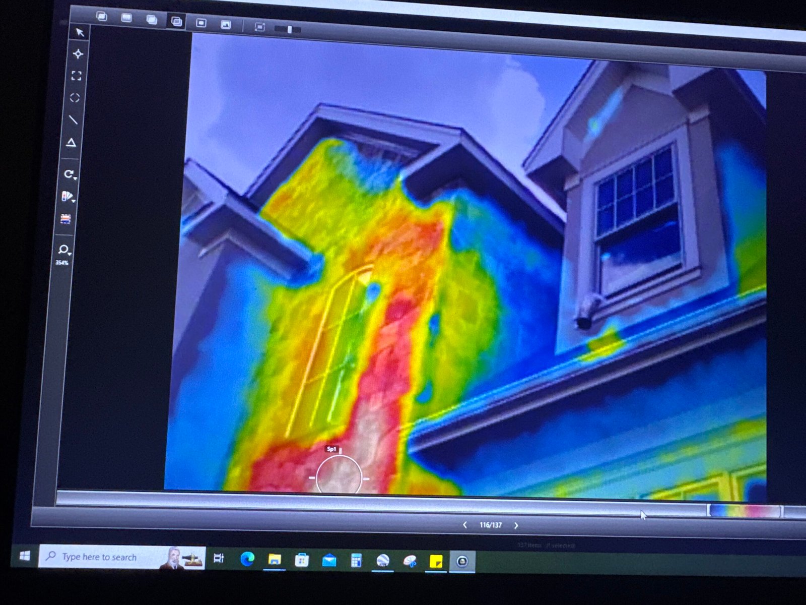 Infrared thermography used during a building envelope investigation to identify potential moisture and thermal anomalies.